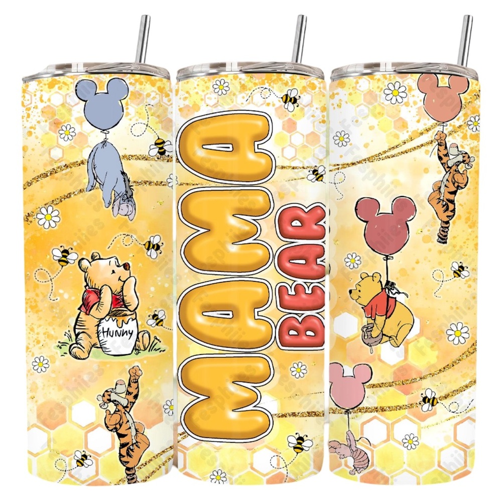 Mama Bear Winnie the Pooh Party Tumblers - Yellow